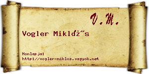 Vogler Miklós névjegykártya